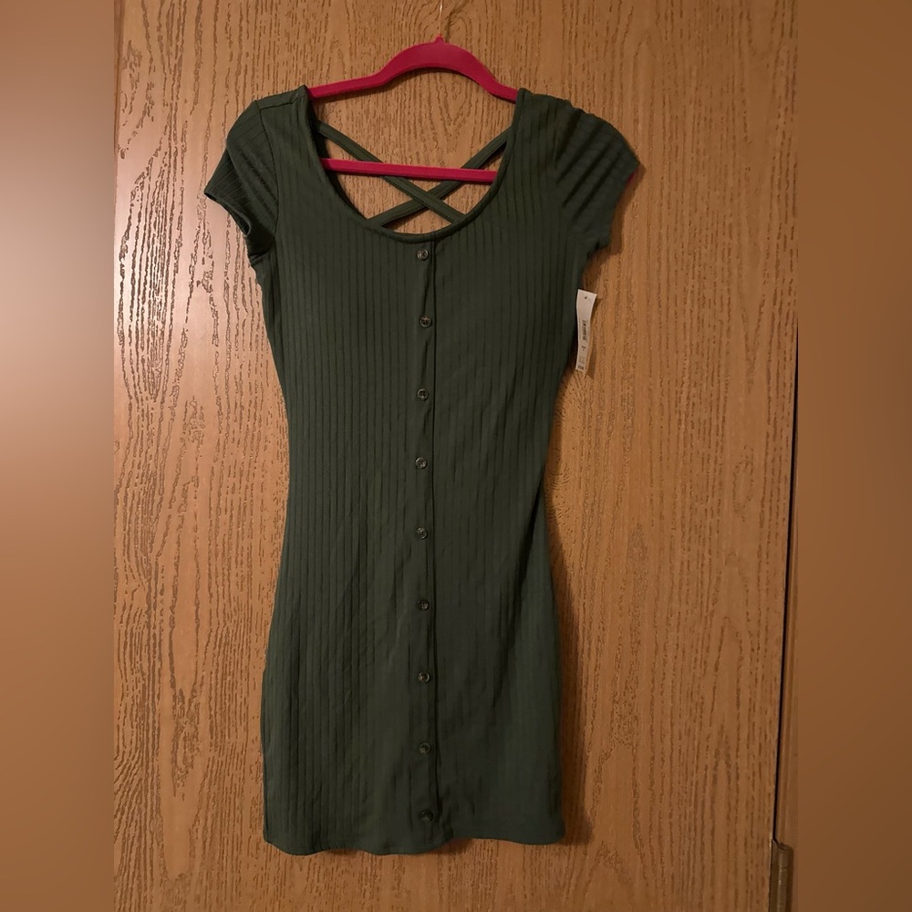 No Boundaries Olive Green Ribbed Dress- small -NWT